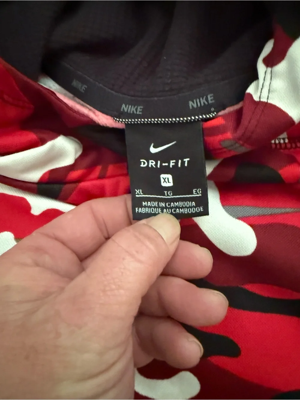 Nike Red & Black Camo Dri-FIT Pullover Hoodie